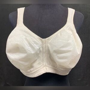 Playtex 18 Hour Bra Sz 44D Front Opening Beige Wide Strap Lace Hook Eye